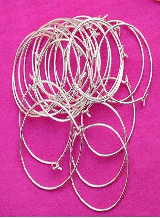 Excellentcrafts Gold/Silver/Gold&Silver Round Loop Ring for Jewellery Making (Pack of 10 Pieces/5 Pairs) (Silver, 35mm)